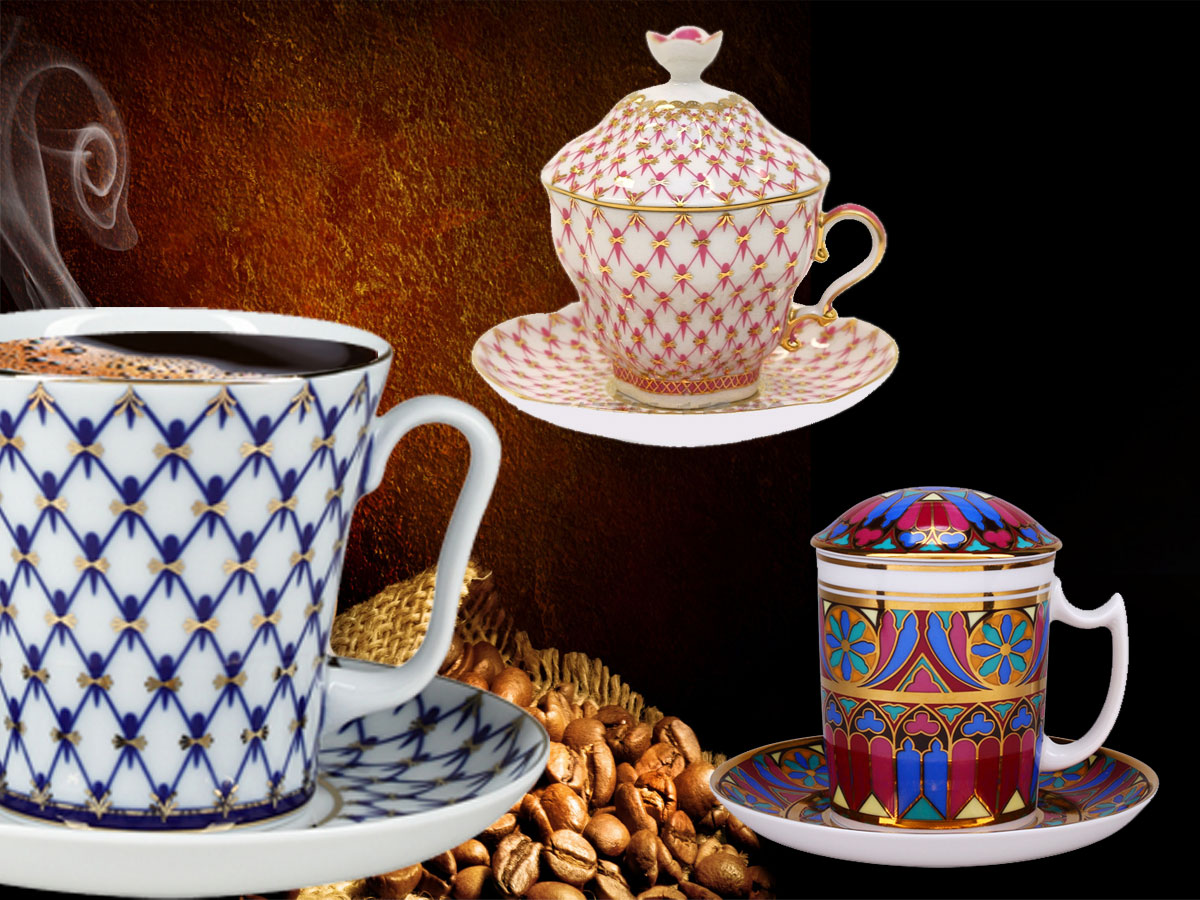 Porcelain Mug with Floral Print Made in Russia 12 fl oz Coffee Tea Mug 