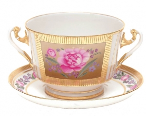 Lomonosov Imperial Porcelain Soup Bowl and Saucer Recollection 12.7 oz/360 ml Lomonosov Imperial Porcelain Soup Bowl and Saucer Recollection 12.7 oz/360 ml