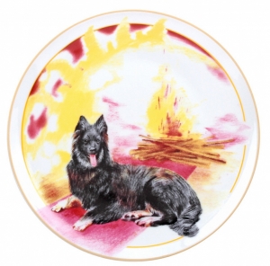 Decorative Wall Plate 2018 Year of Dog with Bonefire 7.7 Decorative Wall Plate 2018 Year of Dog with Bonefire 7.7