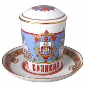 Lomonosov Imperial Porcelain Covered Tea Mug and Saucer Novgorod 12.8 oz Lomonosov Imperial Porcelain Covered Tea Mug and Saucer Novgorod 12.8 oz