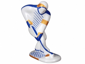 Lomonosov Porcelain Figurine Winter Sport Ice Hockey Player Blue Uniform Lomonosov Porcelain Figurine Winter Sport Ice Hockey Player Blue Uniform