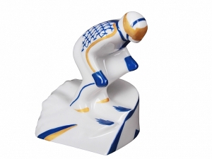 Lomonosov Porcelain Porcelain Figurine Winter Sport Mountain Skier Blue Uniform Lomonosov Porcelain Porcelain Figurine Winter Sport Mountain Skier Blue Uniform
