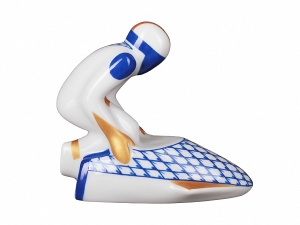 Russian Porcelain Porcelain Figurine Winter Sport Bobsledder Blue Uniform Russian Porcelain Porcelain Figurine Winter Sport Bobsledder Blue Uniform