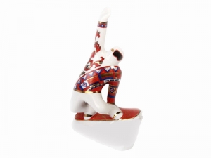 Porcelain Figurine Winter Sport Snowboarder Red and Golden Uniform Porcelain Figurine Winter Sport Snowboarder Red and Golden Uniform
