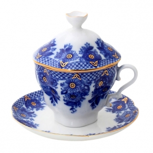 Lomonosov Porcelain Covered Cup Set Gift-2 Basket 8.45 oz/250 ml Lomonosov Porcelain Covered Cup Set Gift-2 Basket 8.45 oz/250 ml