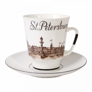 Lomonosov Porcelain Bone China Cup and Saucer May Good-bye St.-Petersburg 5.6 fl.oz/165 ml 2 pc Lomonosov Porcelain Bone China Cup and Saucer May Good-bye St.-Petersburg 5.6 fl.oz/165 ml 2 pc