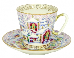 Lomonosov Imperial Porcelain Bone China Cup and Saucer Winter Day 2.71 fl.oz/80 ml Lomonosov Imperial Porcelain Bone China Cup and Saucer Winter Day 2.71 fl.oz/80 ml