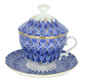 Lomonosov Porcelain Covered Cup Set Gift-2 Forget Me Not 8.45 oz/250 ml Lomonosov Porcelain Covered Cup Set Gift-2 Forget Me Not 8.45 oz/250 ml