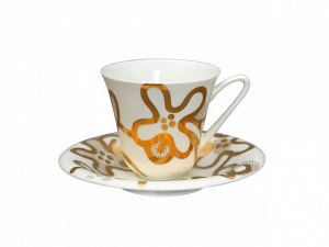Russian Porcelain Bone China Tea Set Emilia Gold 7.3 fl.oz/200 ml Russian Porcelain Bone China Tea Set Emilia Gold 7.3 fl.oz/200 ml