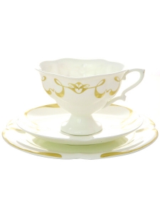 Imperial Porcelain Bone ChinaTea Set Cup 7.8 oz/220 ml, Saucer and Cake Plate Fiona Imperial Porcelain Bone ChinaTea Set Cup 7.8 oz/220 ml, Saucer and Cake Plate Fiona