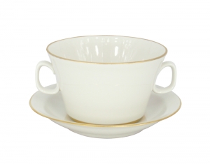 Lomonosov Imperial Porcelain Soup Bowl and Saucer Golden Ribbon 12.7 oz/360 ml Lomonosov Imperial Porcelain Soup Bowl and Saucer Golden Ribbon 12.7 oz/360 ml