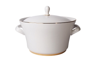 Lomonosov Porcelain Soup Bowl Tureen Youth Golden Ribbon 113.3 oz/3350 ml Lomonosov Porcelain Soup Bowl Tureen Youth Golden Ribbon 113.3 oz/3350 ml