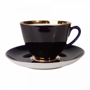 Lomonosov Porcelain Porcelain Tea Set Cup and Saucer Spring Night 7.8 oz/230 ml Lomonosov Porcelain Porcelain Tea Set Cup and Saucer Spring Night 7.8 oz/230 ml