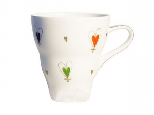 Bone China Porcelain Mug Wavy With Love 14.2 fl.oz/420 ml Bone China Porcelain Mug Wavy With Love 14.2 fl.oz/420 ml