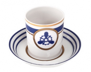 Imperial Porcelain Porcelain Tea Cup with Saucer Navy Style #4 7.4 oz/220 ml Imperial Porcelain Porcelain Tea Cup with Saucer Navy Style #4 7.4 oz/220 ml