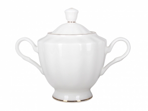 Lomonosov Imperial Porcelain Bone China Porcelain Sugar Bowl Nega Golden Ribbon 11.8 oz/350 ml Lomonosov Imperial Porcelaine Bone China Porcelain Sugar Bowl Nega Golden Ribbon 11.8 oz/350 ml