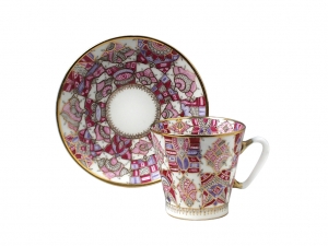 Lomonosov Porcelain Bone China Cup and Saucer Pink Pattern 2.71 fl.oz/80 ml Lomonosov Porcelain Bone China Cup and Saucer Pink Pattern 2.71 fl.oz/80 ml