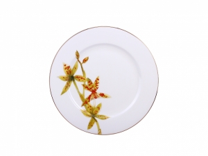 Lomonosov Porcelain Dinner Plate Flowering Yellow Orchid 9.8 Lomonosov Porcelain Dinner Plate Flowering Yellow Orchid 9.8