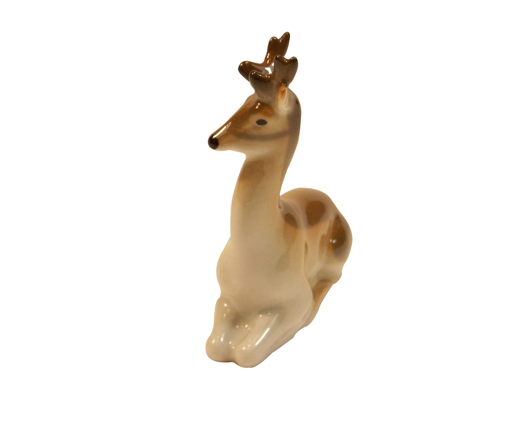 Deer Recumbent Tiny Lomonosov Porcelain Figurine | Lomonosov Russia