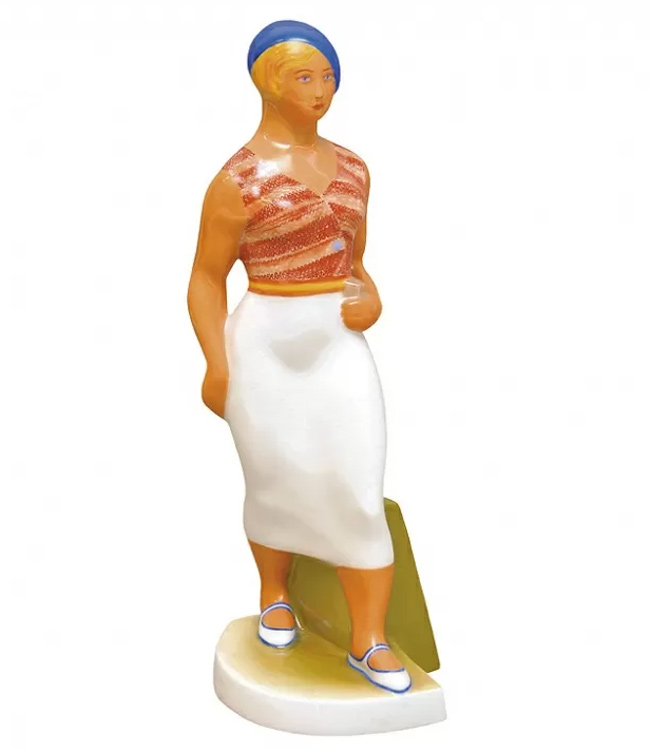 Walking Soviet Girl Lomonosov Porcelain Figurine Soviet Propaganda | L