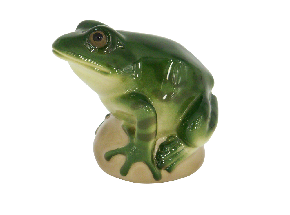 Frog on Rock Green Colored Lomonosov Porcelain Figurine | Lomonosov Ru