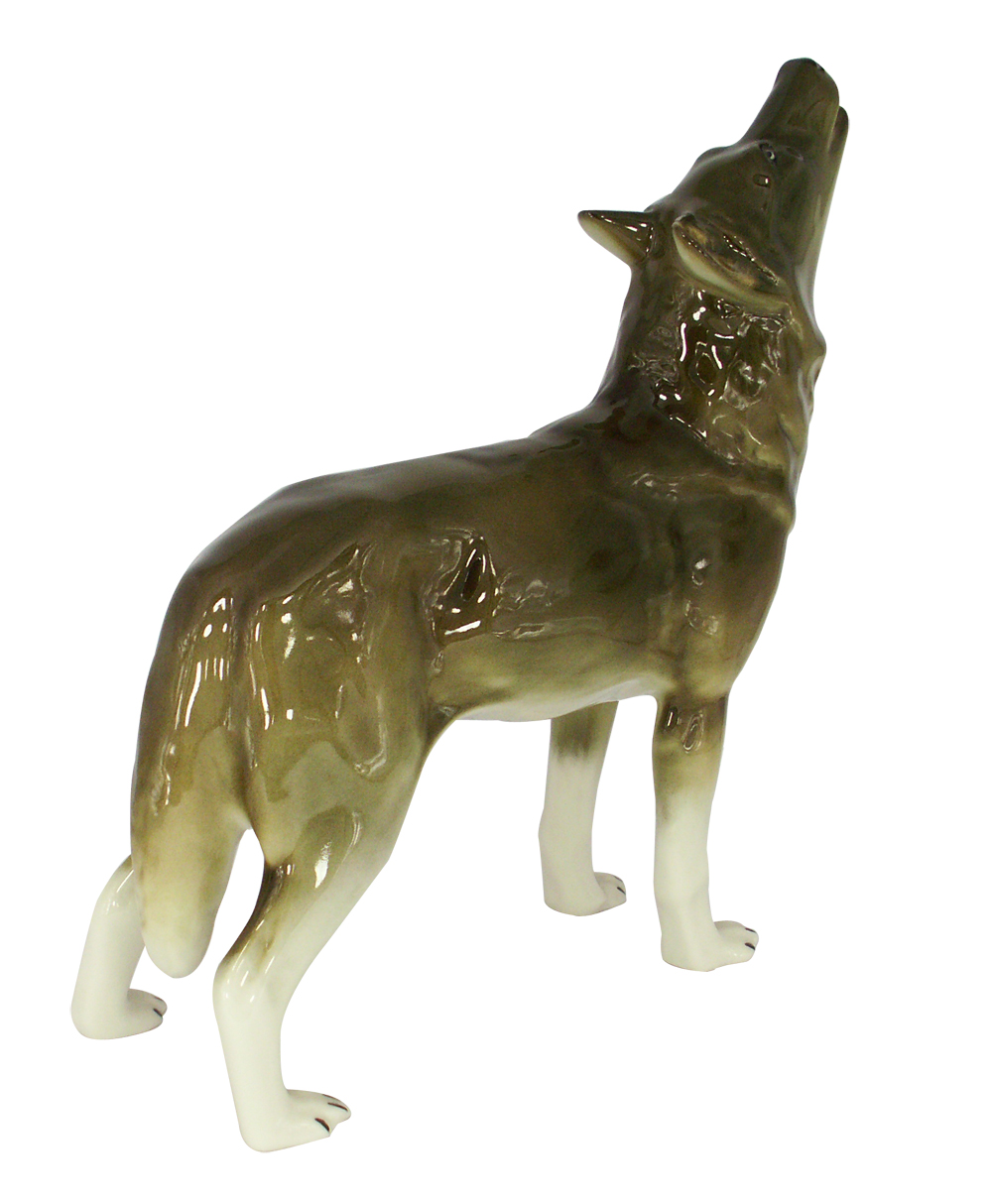 Wolf Standing Lomonosov Porcelain Figurine | Lomonosov Russia - Factor