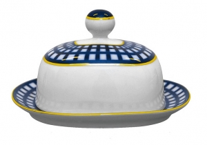 Lomonosov Imperial Porcelain Butter Holder Dish Quattro Cobalt Cell