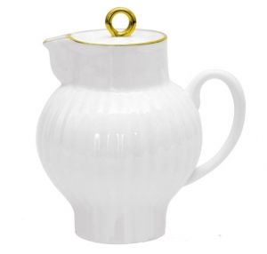 Lomonosov Imperial Porcelain Bone China Creamer Wave Golden Edge 9 fl.oz /270 ml