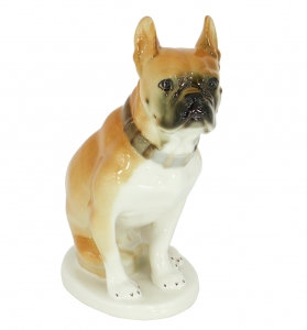 Boxer Dog Lomonosov Imperial Porcelain Figurine