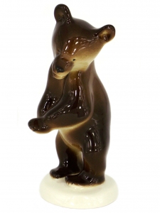 Brown Bear Baby Dancing Lomonosov Imperial Porcelain Figurine