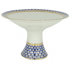 Lomonosov Imperial Porcelain Candy Fruit Vase Youth Cobalt Net 11.3