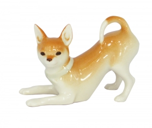 Chihuahua Dog Playing Lomonosov Imperial Porcelain Figurine