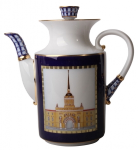 Lomonosov Imperial Porcelain Coffee Pot Banquet Classics of Saint-Petersburg 37 oz/1090 ml