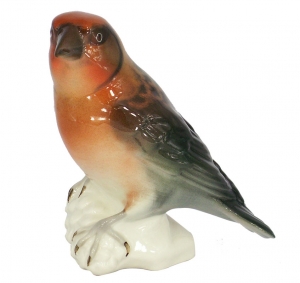 Crossbill Bird Red Lomonosov Imperial Porcelain Figurine