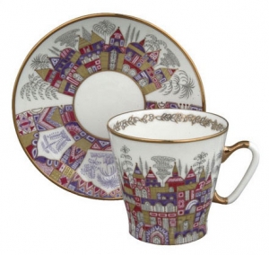 Lomonosov Imperial Porcelain Cup and Saucer Bone China Palaces 2.71 fl.oz/80 ml