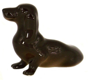 Dachshund Little Dog Brown Colored Lomonosov Porcelain Figurine