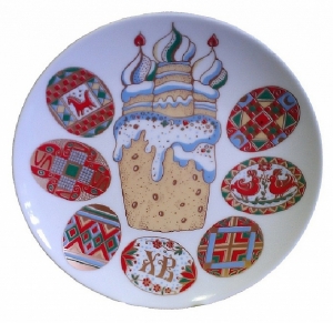 Decorative Wall Plate Easter Cake & Eggs 7.7