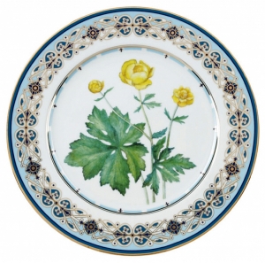 Decorative Wall Plate Trollius Lomonosov Imperial Porcelain Decorative Wall Plate Trollius Lomonosov Imperial Porcelain