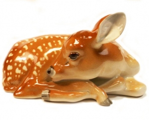 Deer Fawn Young Sleeping Lomonosov Imperial Porcelain Figurine