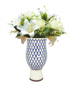 Flower Vase Cobalt Net Lomonosov Imperial Porcelain