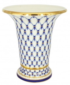 Flower Vase Empire Style Cobalt Net Lomonosov Imperial Porcelain Flower Vase Empire Style Cobalt Net Lomonosov Imperial Porcelain