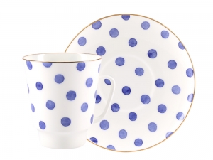 Lomonosov Bone China Porcelain Coffee Cup May Polka Dot 5.6 fl.oz 165 ml 2 pc