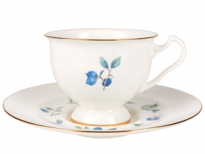 Lomonosov Imperial Bone China Tea Set Cup and Saucer Aisedora Blueberry 8.1 oz240 ml