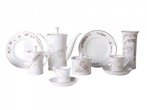 Lomonosov Porcelain Bone China Coffee Set My Happiness 10 items