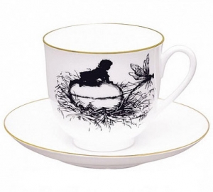 Lomonosov Imperial Porcelain Bone China Cup and Saucer Dragonfly