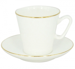 Lomonosov Imperial Bone Cup and Saucer Golden Edge China Black 2.71 fl.oz/80 ml