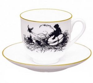 Lomonosov Imperial Porcelain Bone China Cup and Saucer a Boy