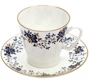 Lomonosov Imperial Porcelain Bone China Espresso Cup and Saucer Tiny Branches