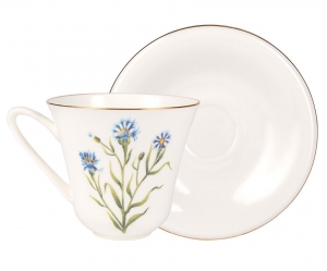 Lomonosov Imperial Porcelain Bone China Tea Set Cup and Saucer Cornflower 7.3 fl.oz/200 ml