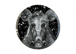 Lomonosov Porcelain Decorative Wall Plate Totem Animal Wild Boar 11.8 in 300 mm 